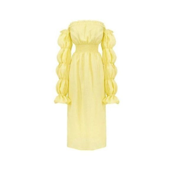 Sleeper Dresses & Skirts - Sleeper Womens Michelin Linen Dress Small Yellow